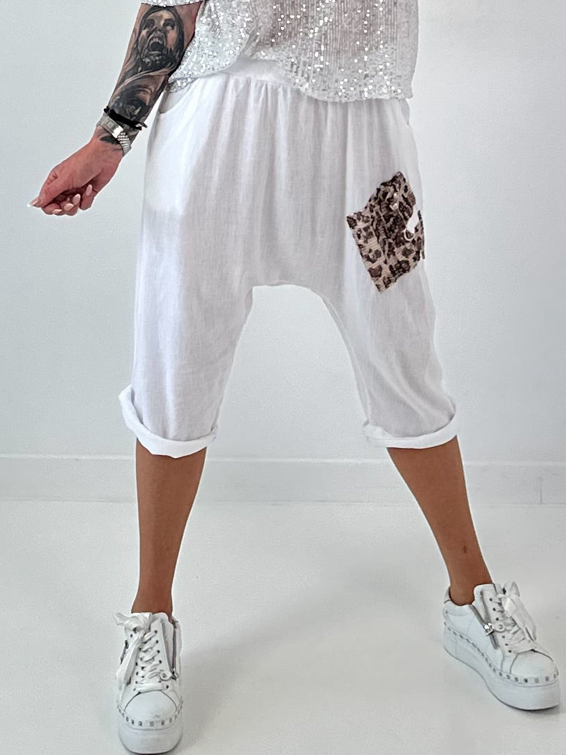 Short linen baggy dress with overlay and sequin details - khaki