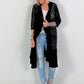 Lace coat in a material mix - black