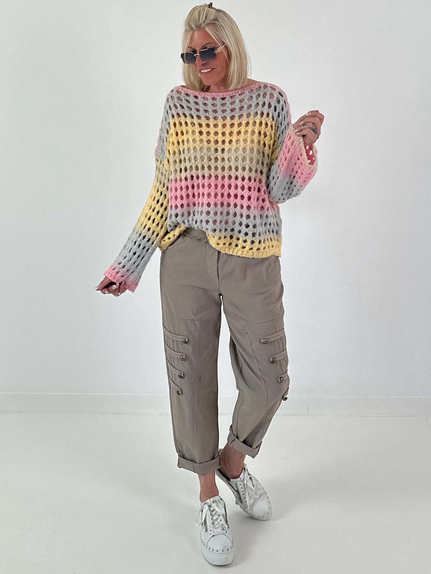 Grobstrickpullover mit Farbverlauf  - mehrfarbig