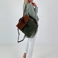 Backpack in Vintage Leather Look - Green - Brown