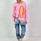 Oversized shirt model "Love Pop" - pink