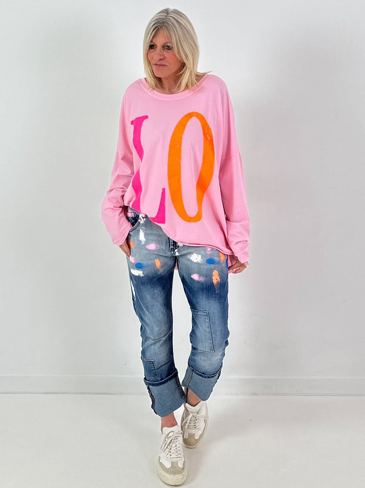 Oversized shirt model "Love Pop" - pink