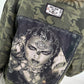 Stylische Jacke mit Fellkragen und großem Rückenpatch - camouflage