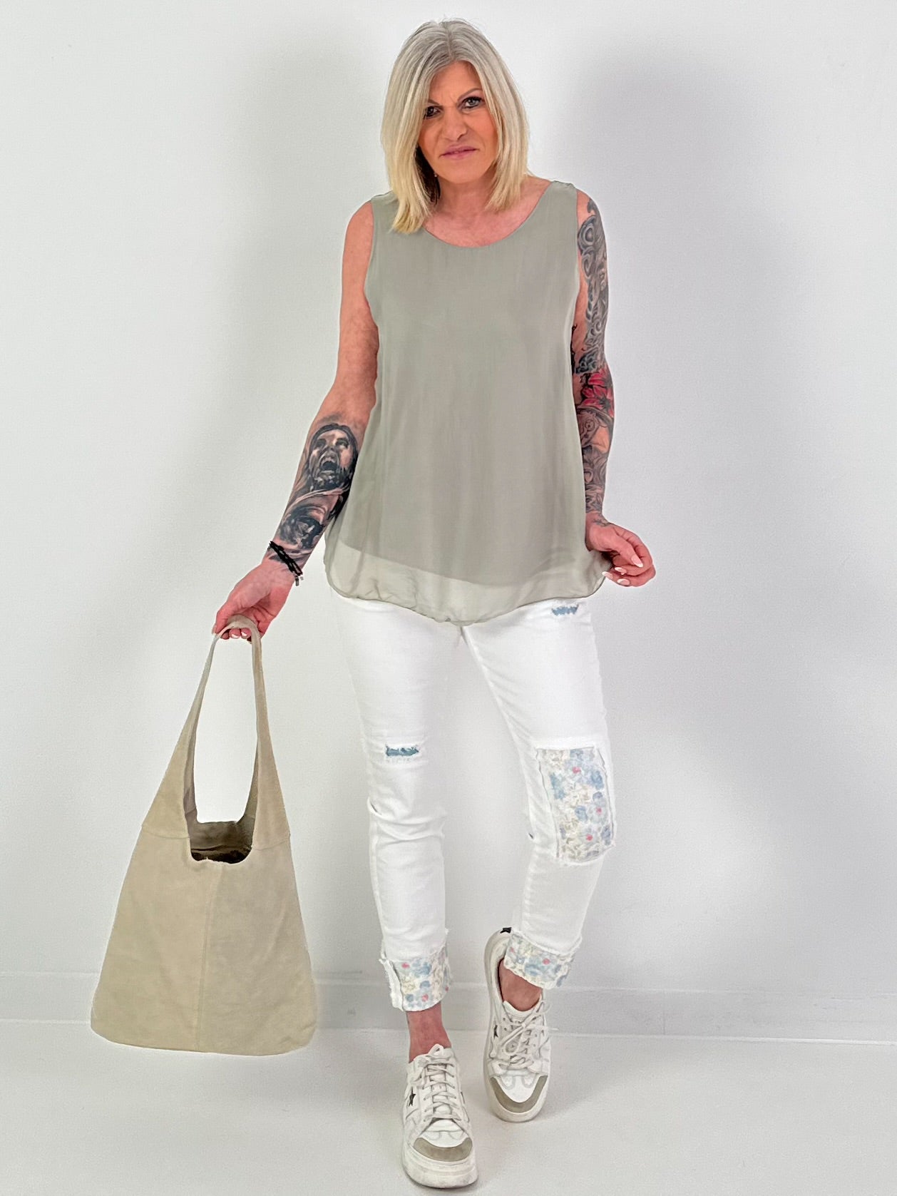 Seiden Top - taupe