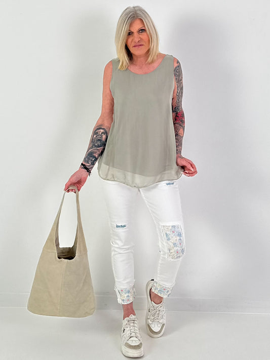 Seiden Top - taupe
