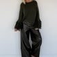 Kuschliger Pullover mit Fransen-Details - oliv