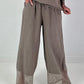 Wide Leg Linen Trousers - Taupe