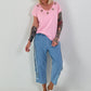 T-Shirt with eyelet cut-out - pink