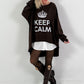 Oversized shirt model "KEEP CALM" - coffee