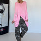 Soft Oversized Chunky Knit Sweater - Pink