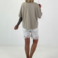 T-Shirt  mit gerafftem Saum - beige