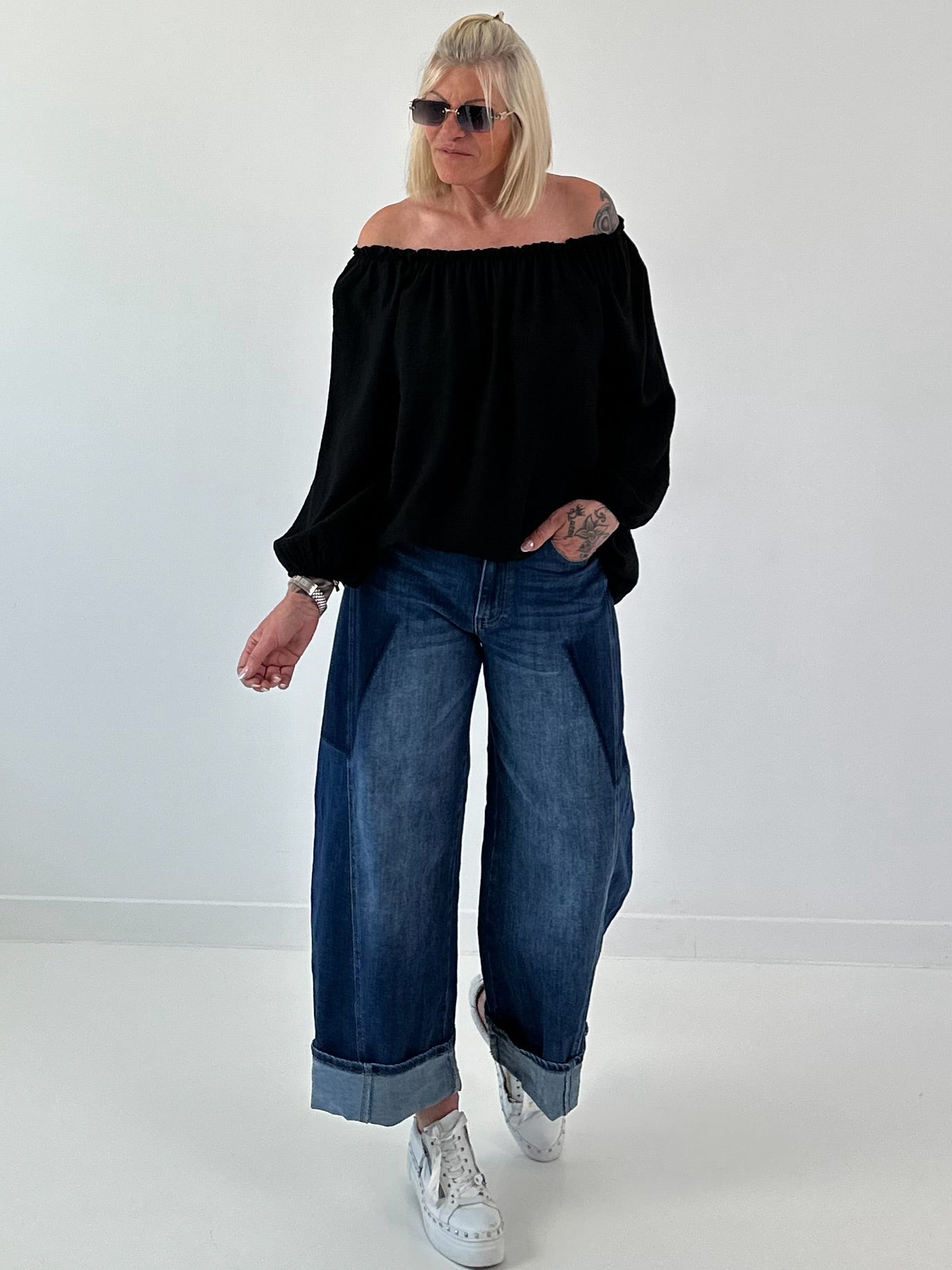 Carmen Tunika  - schwarz