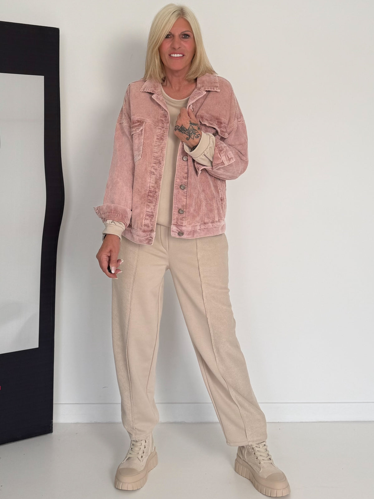 Oversized Cordjacke - rosa