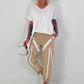 Trousers with zipper details - camel