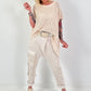 Häkelshirt mit Fransen asymmetrisch - beige