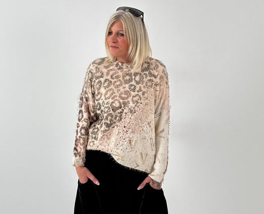 Sweater model "Leo Glam" - beige-multicolored