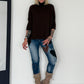 Strickpullover mit Turtleneck - mokka