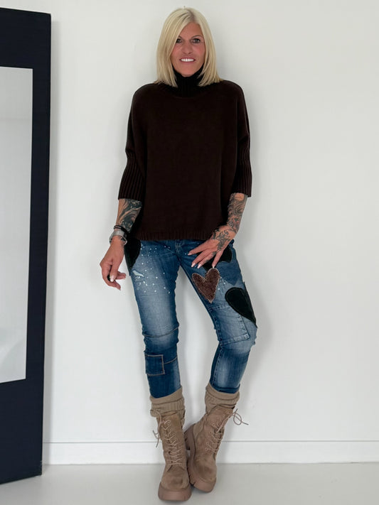 Knitted Turtleneck Sweater - Mocha
