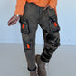 Baggy-Jeans in Used-Optik mit Camouflage-Applikationen - used-denim