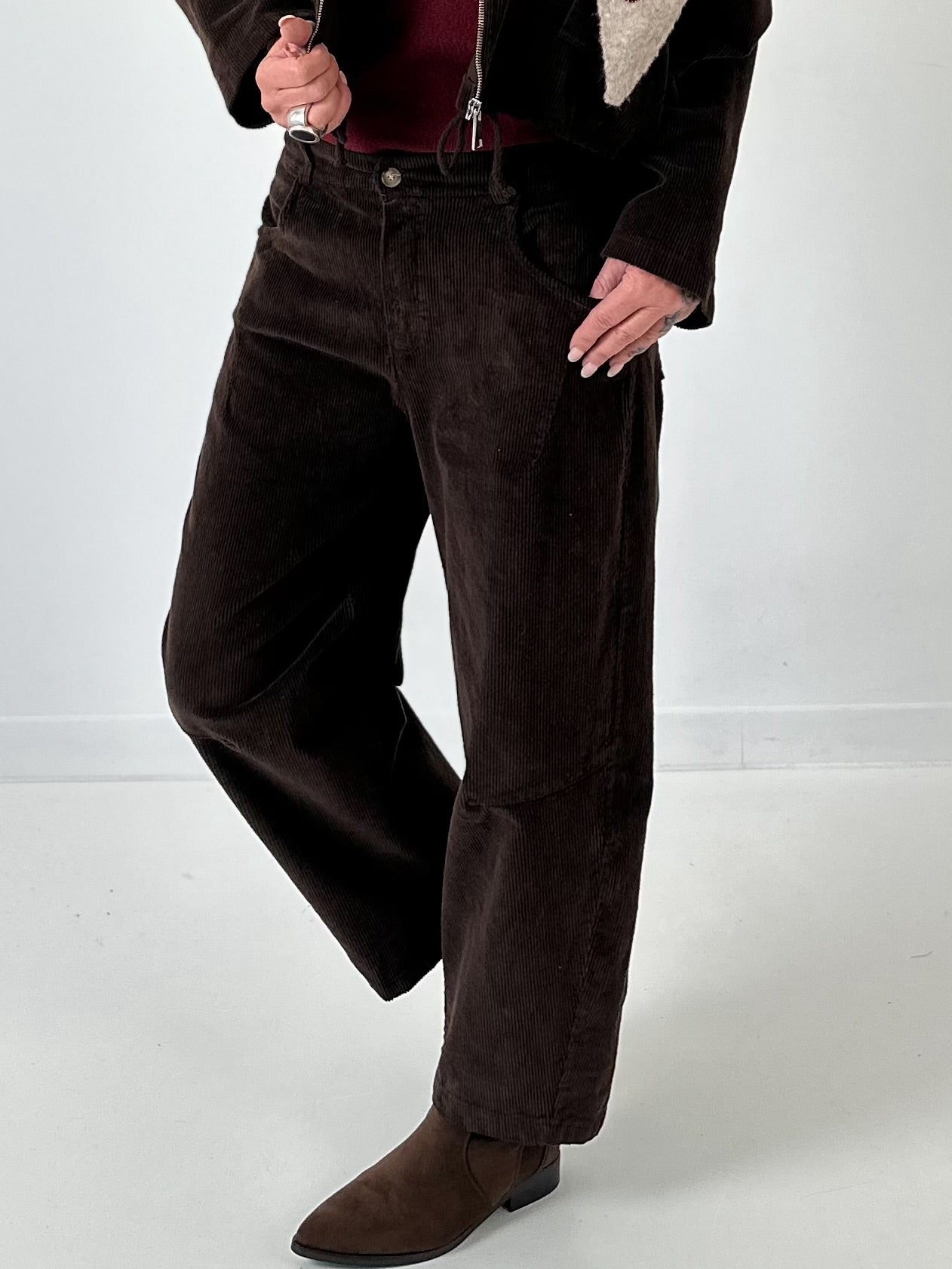 Wijde corduroy broek "Sarandra" - chocolade