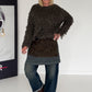Kuschliger Pullover mit Fransen - mokka