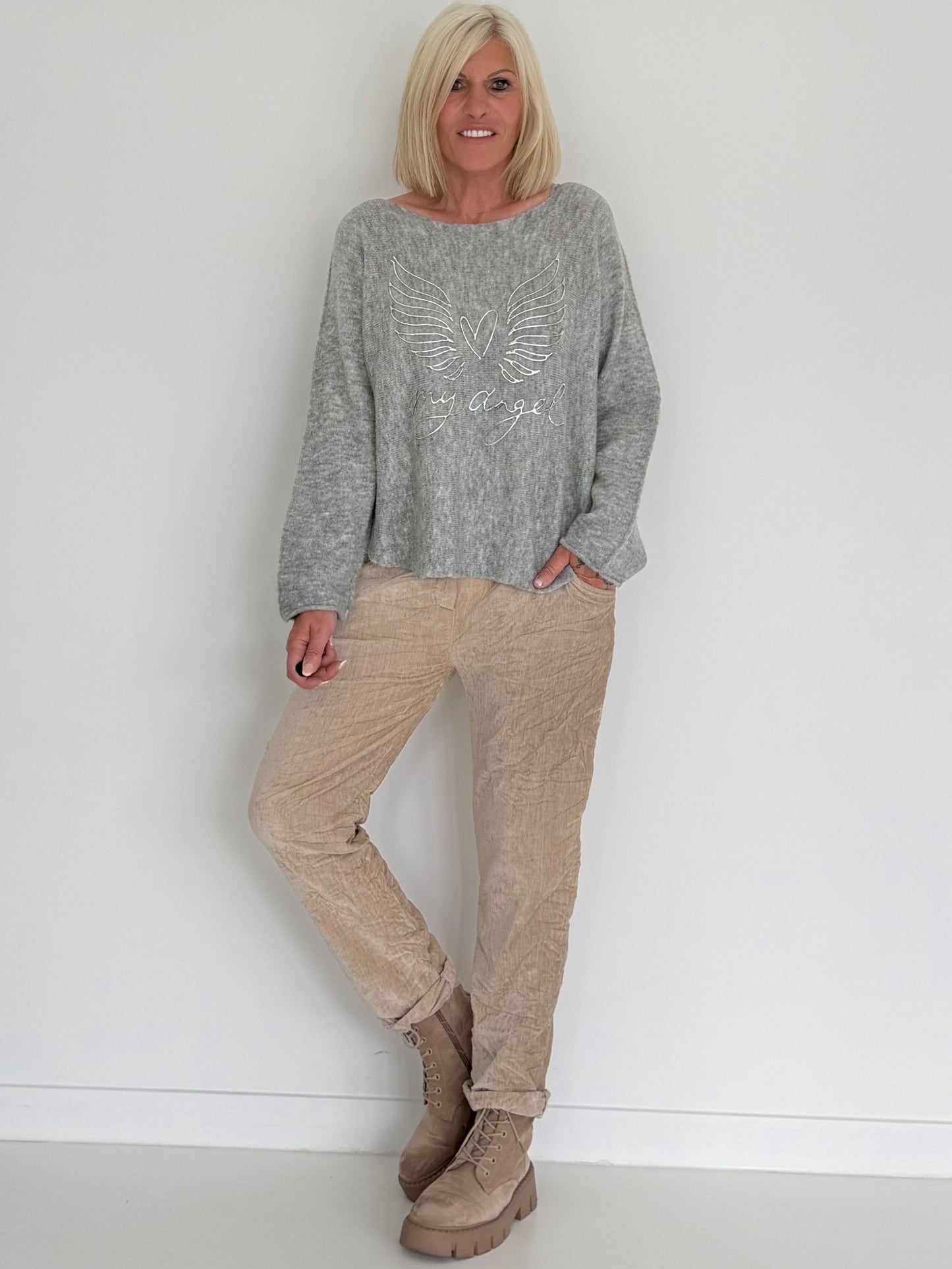 Weicher Pullover My Angel - grau