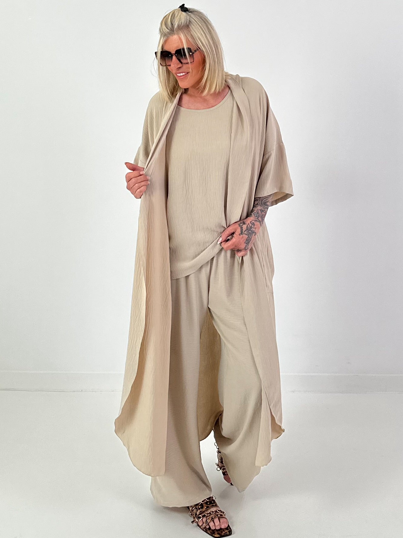 Lightweight long coat - beige