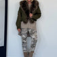 Jacke mit kuscheligem Fellkragen - oliv