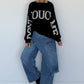 Oversized Strickpullover Dont Touch Me - schwarz-weiss