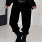 Cordhose mit Gürtel - schwarz