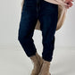 Boyfriend Jeans mit elastischem Bund - denim