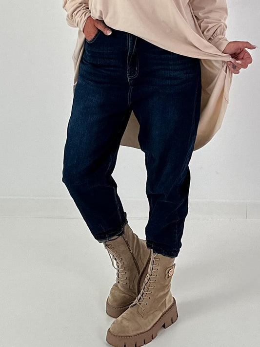 Boyfriend jeans with elasticated waistband - denim