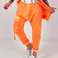Baggy Hose mit aufgesetzter Cargo Tasche - neonorange