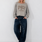 Sweater mit Linksnähten und Print - taupe