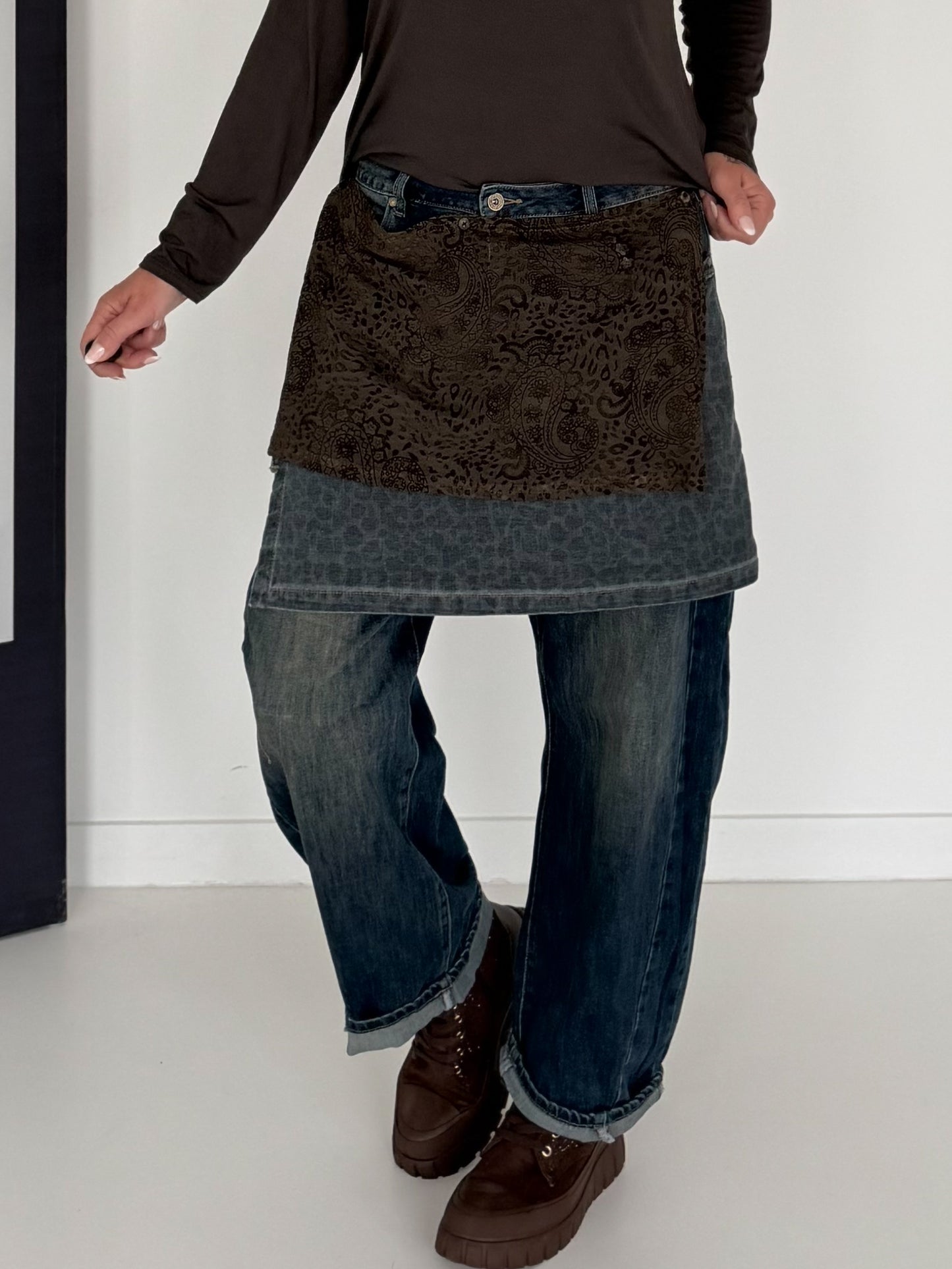 Ballonjeans mit abnehmbarem Layer-Detail - used-denim