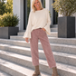 Sweater mit Trompetenärmeln - beige