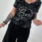 T-Shirt mit transparenten Pailletten - schwarz