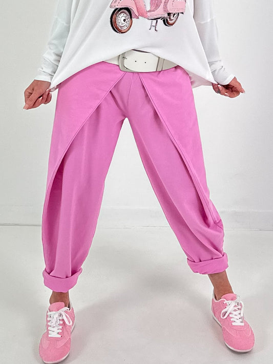 Casual broek met een wikkelontwerp - snoepkleurig