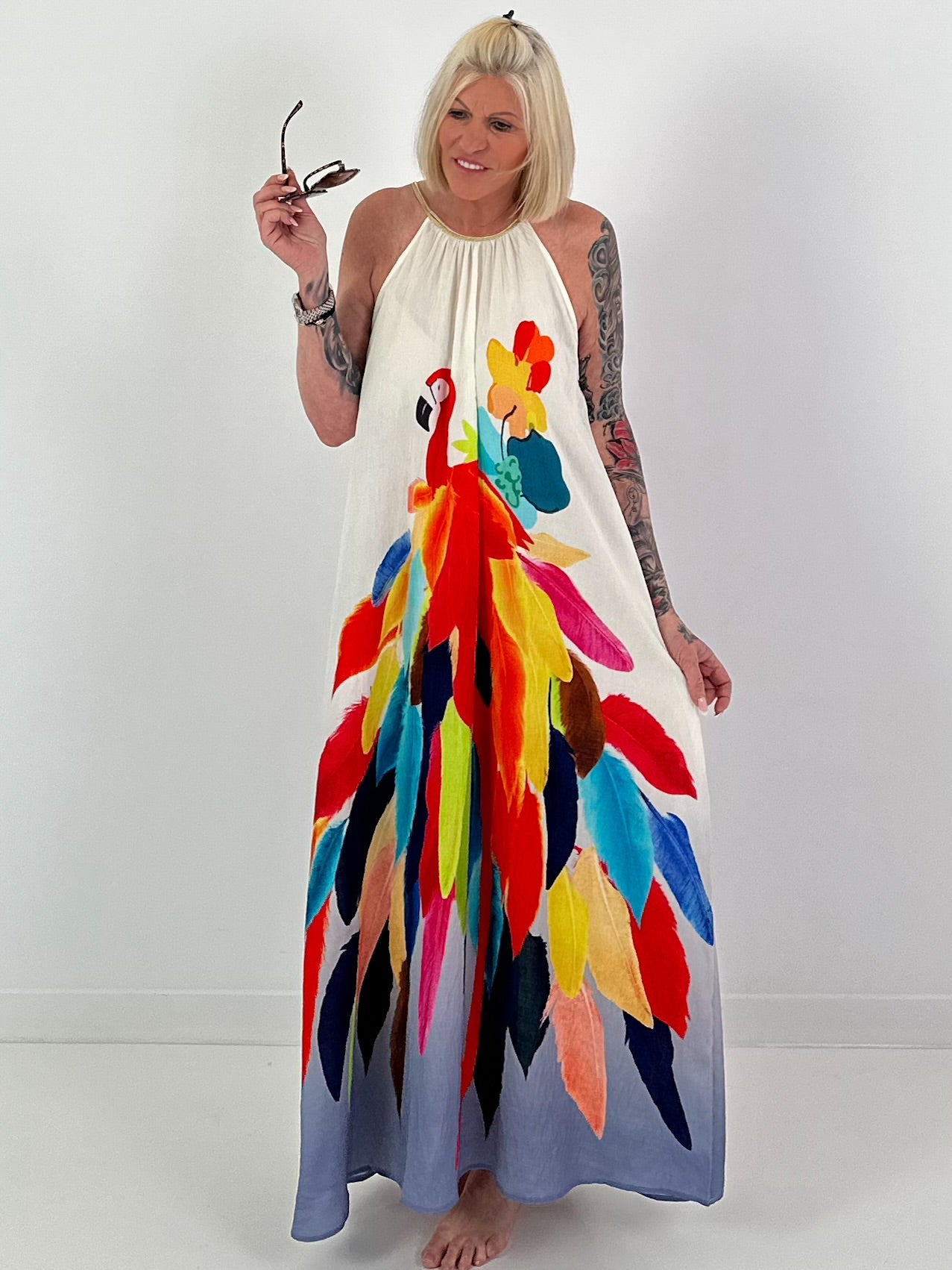 Kleid mit Print und Farbverlauf - blau-mehrfarbig