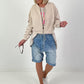 Bomber jacket with ruched sleeves - beige