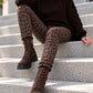 Hose im Allover Leo-Wildleder-Look - mokka-mehrfarbig