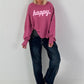 Sweatshirt with happy print - berry