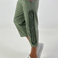 Trousers with eyelet details - khaki
