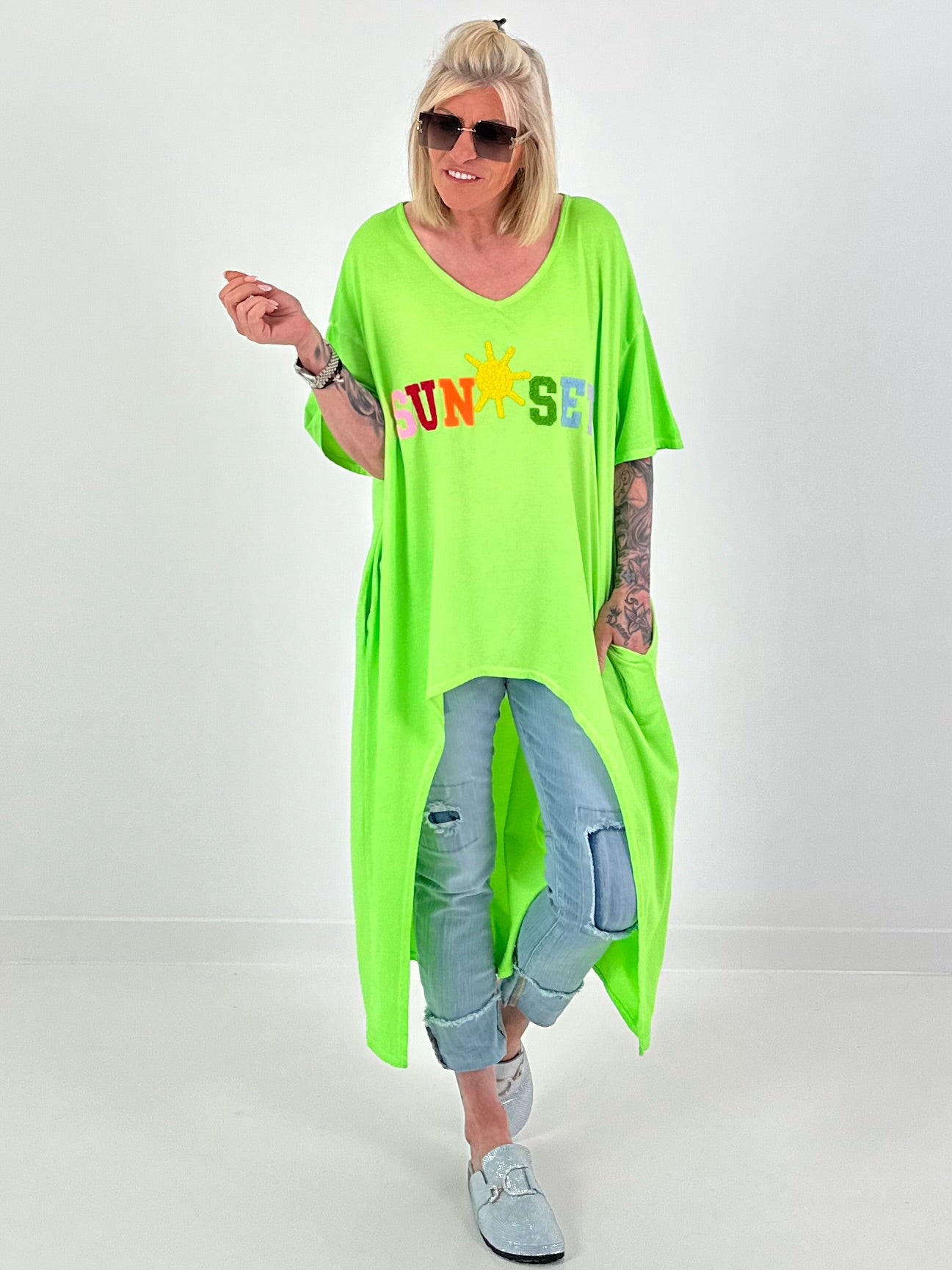 Oversized Long Shirt Sunset - neon green