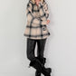 Plaid hooded overshirt - beige-black-multicoloured
