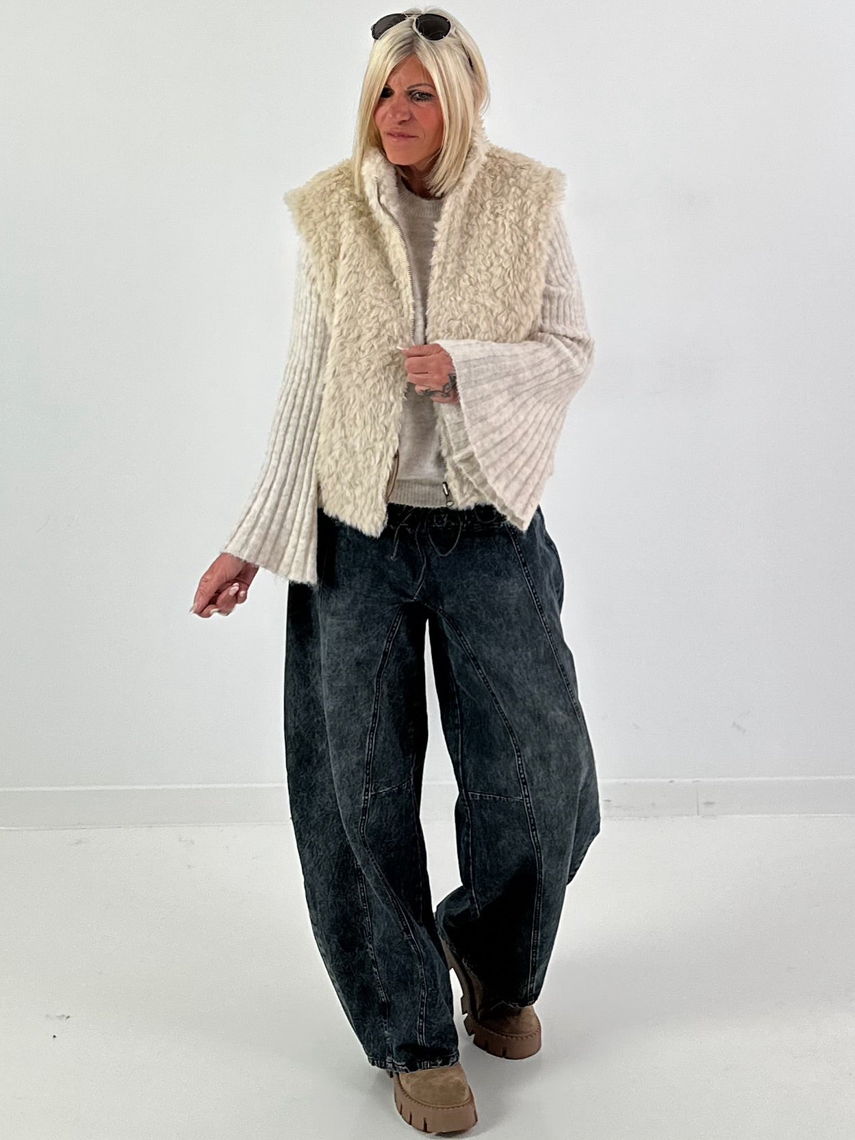 2 in 1 Wendeweste  - beige