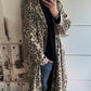 Oversized leren jas, model "Animal Elegance" - beige veelkleurig