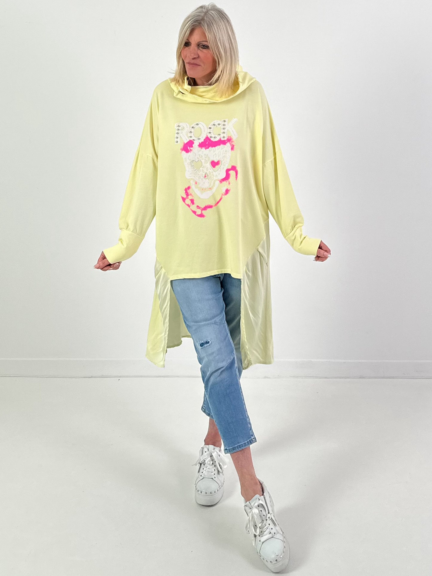 Hoodie Modell "Sparkle Skull" - gelb