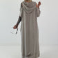 Cold shoulder dress with hood - taupe