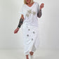 T-Shirt mit Glitzerpalmen - weiss